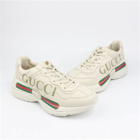 gucci rhyton logo ivory|gucci rhyton sneaker logo.